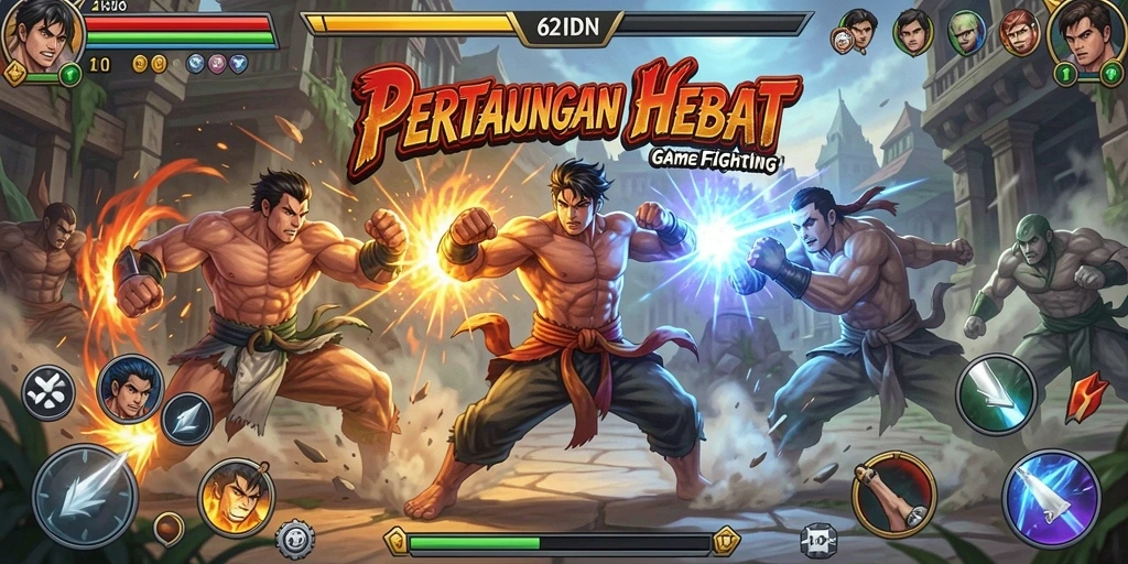 Gameplay 62IDN dengan serangan seru dan karakter menarik.