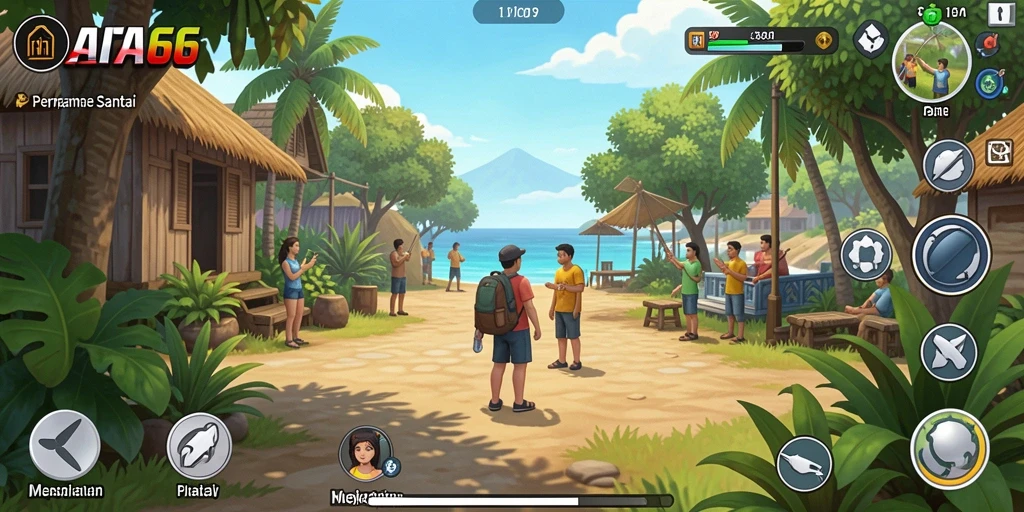 Screenshot gameplay AIFA66 dengan karakter lucu dan level berwarna-warni.
