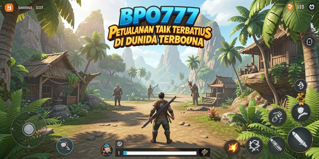Tangkapan layar BPO777 menampilkan momen menjelajahi dunia terbuka yang luas.