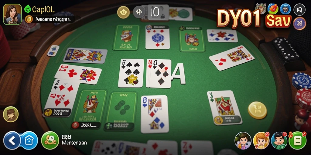 Screenshot DY01 menampilkan gameplay seru permainan Gaple.