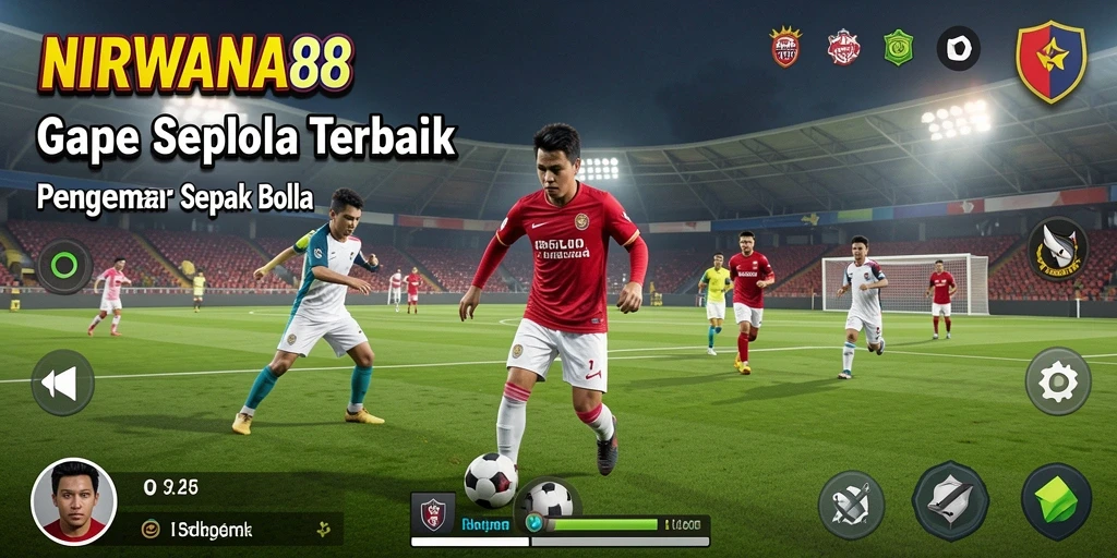 Tampilan gameplay NIRWANA88 yang seru dengan aksi sepak bola nyata.