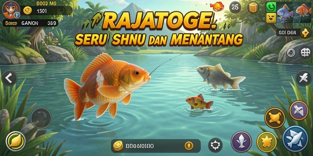 Screenshot gameplay RAJATOGEL menampilkan aksi memancing yang seru.