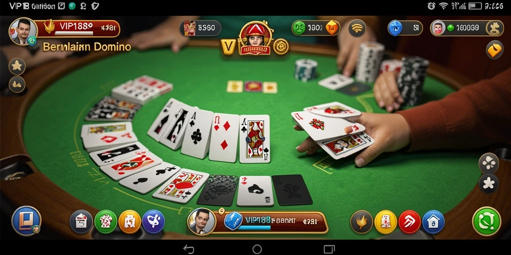Screenshot utama VIP188 menunjukkan gameplay seru dari permainan Domino.
