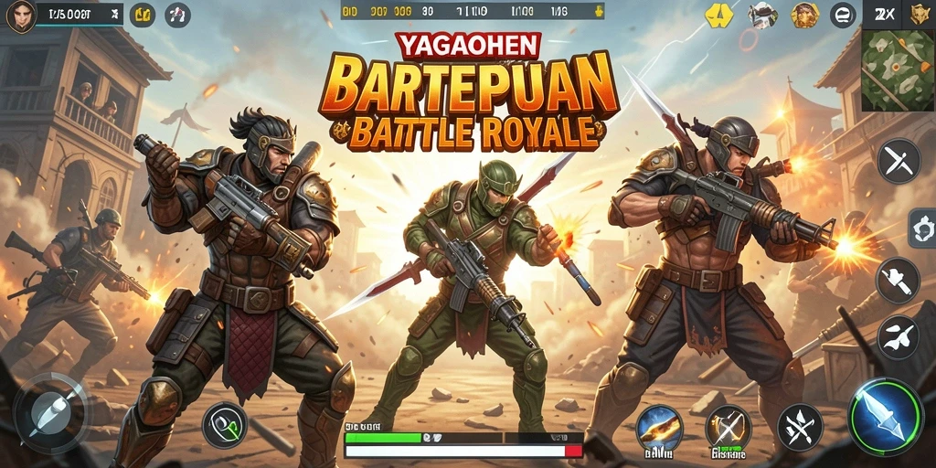 Tampilan gameplay seru di YAGAOHEN dengan aksi Battle Royale yang mendebarkan.